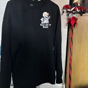 Black Long Sleeve crewneck with Skeleton 'Love You to Death' Graphic